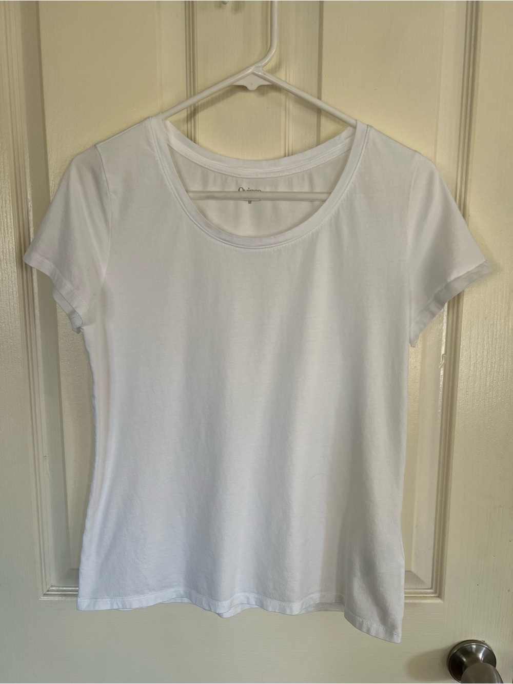 Quince White Cotton Modal Scoop Neck Essential Tee Size M